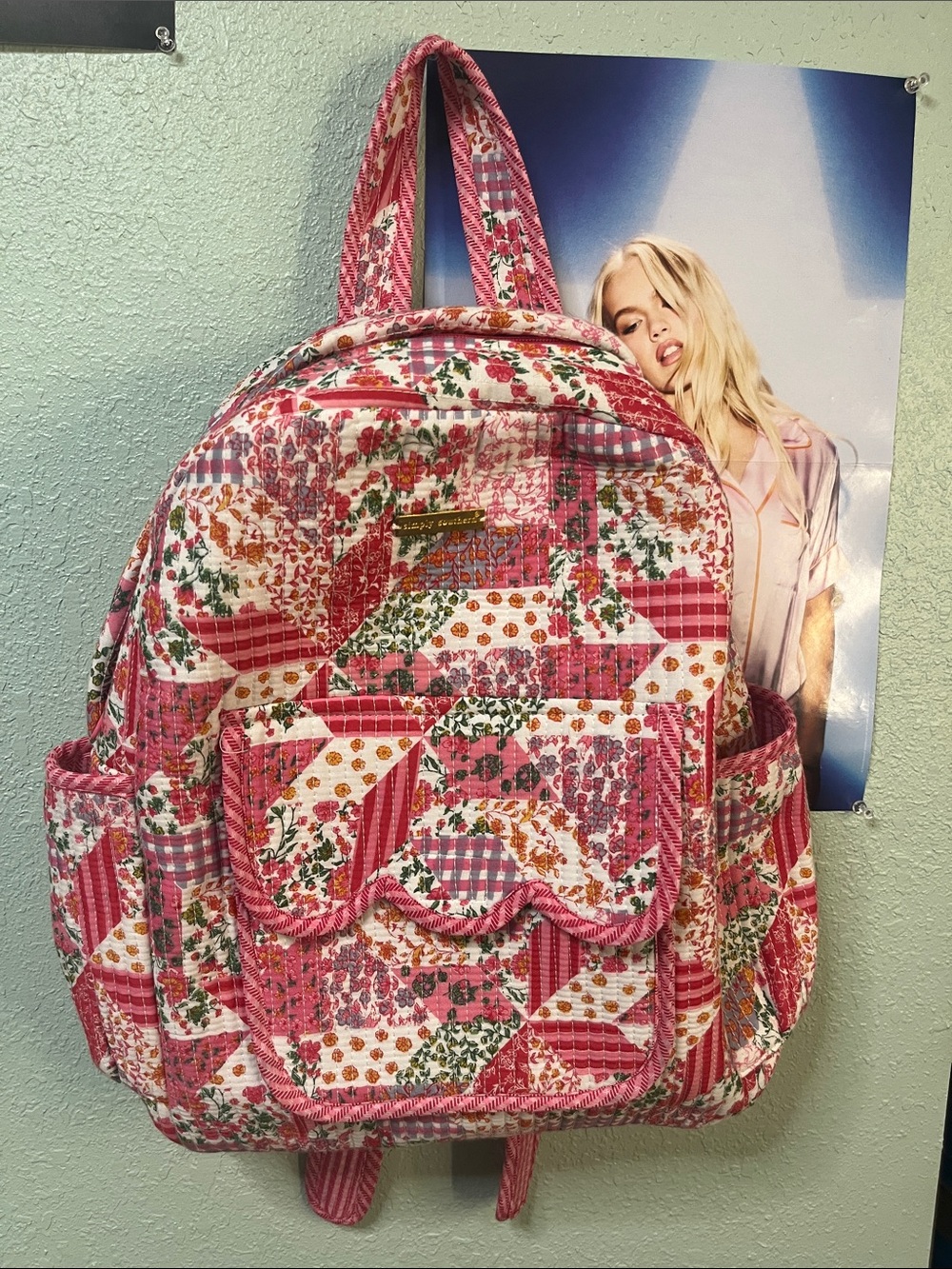 Simply Southern Pink Floral Patchwork Quilted Backpack